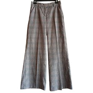 NWT EXPRESS Editor Wide Leg Pants Gray Plaid Woven Stretch Sz 6R